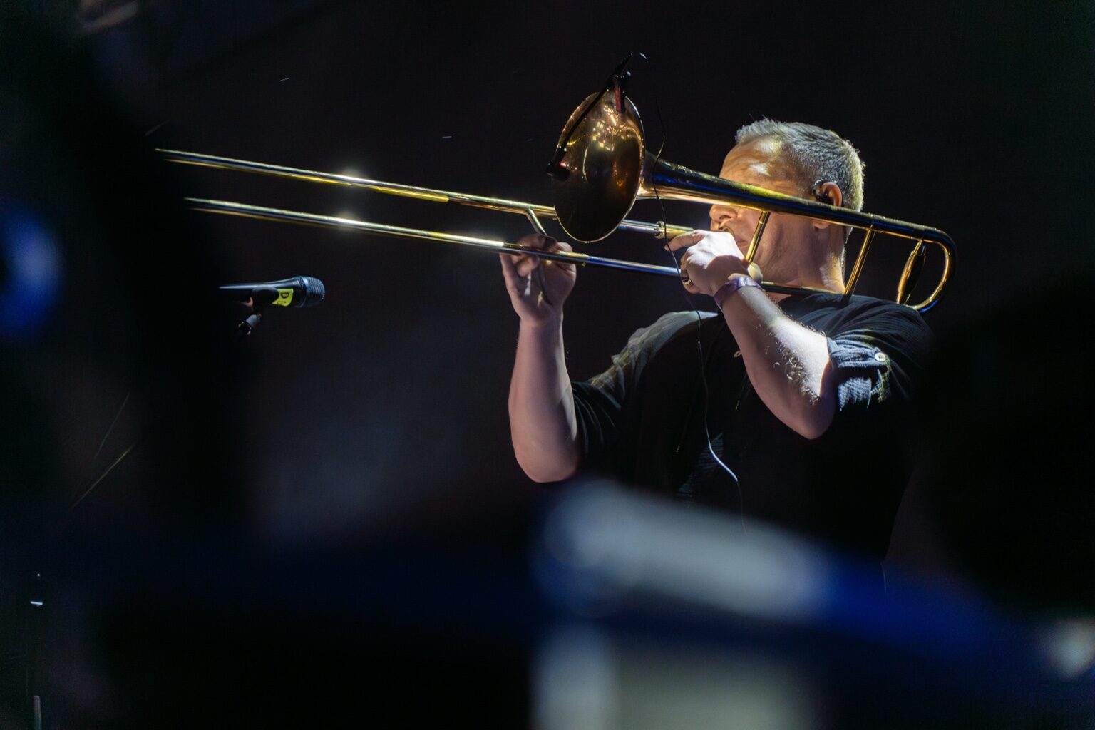 Musician performing at a concert photographed by George Koumas